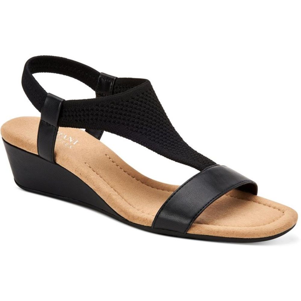 Alfani Womens Vacanza Faux Leather T-Strap Wedge Sandals Shoes worn once